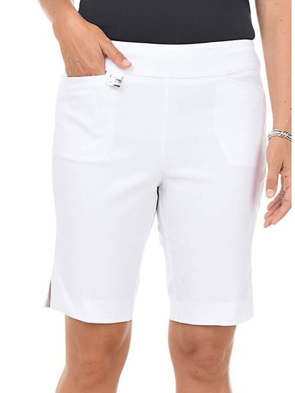 NWT Lulu-B Women's Bermuda Shorts Pull-On Style-White Size 12 Golf Resort